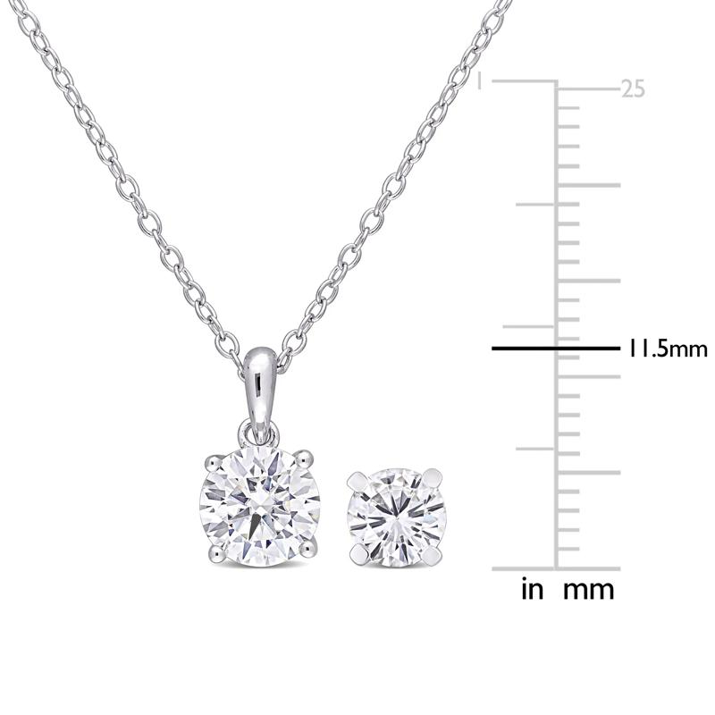 Lab-Created Moissanite Stud Earrings &amp; Pendant Set in Sterling Silver &#40;2 ct. dew&#41; – Image 3 of 3