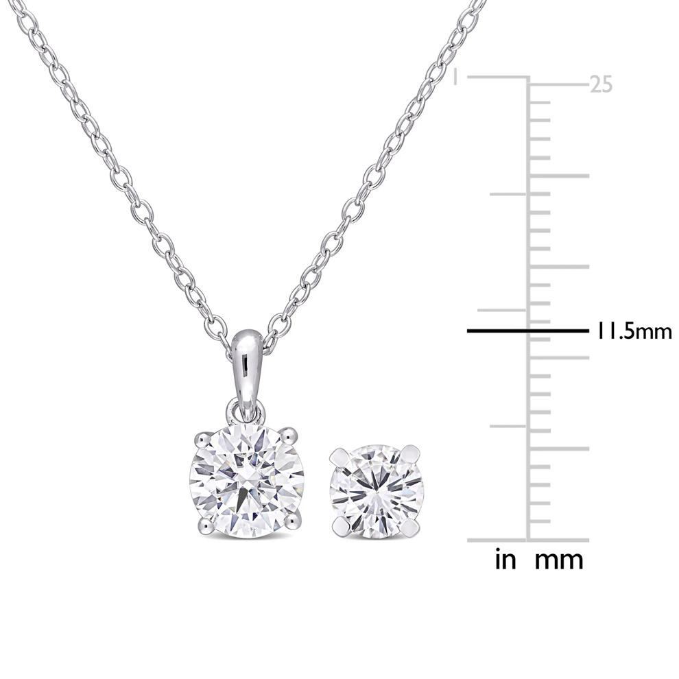 Lab-Created Moissanite Stud Earrings &amp; Pendant Set in Sterling Silver (2 ct. dew) – Image 3 of 3
