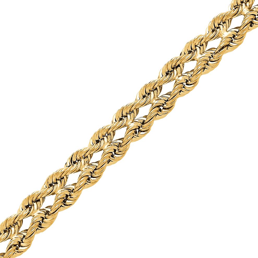 Double Row Hollow Rope Chain in 10K Yellow Gold – Image 2 of 3