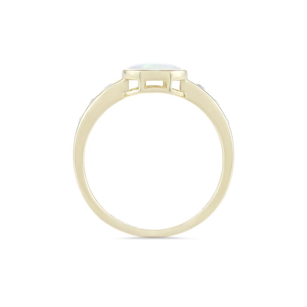 Lab-Created Opal &amp; Lab-Created White Sapphire Ring in 10K Yellow Gold – Image 2 of 4