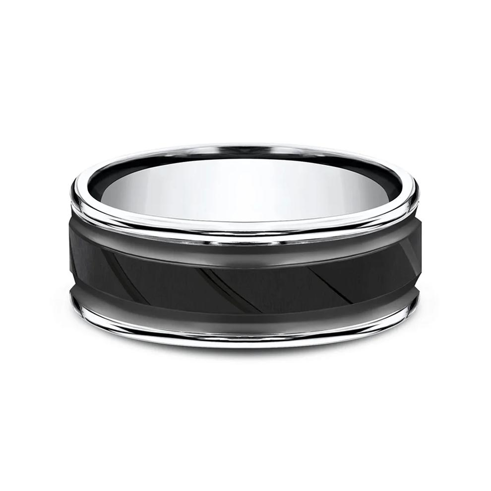 Men&rsquo;s Black Ion-Plated Cobalt Wedding Band, 8MM – Image 1 of 3