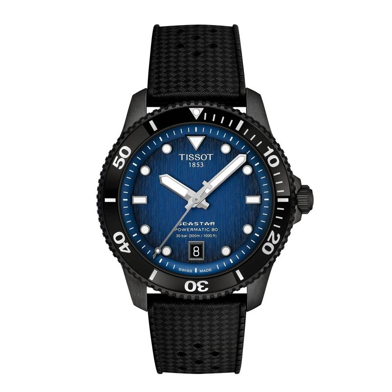 Men&#39;s Seastar 1000 Powermatic 80 Watch in Black Stainless Steel, 40MM – Image 1 of 6