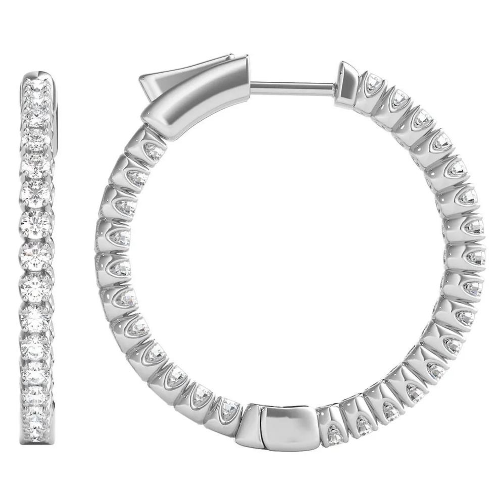 1 ct. tw. Diamond Hoop Earrings in 14K White Gold  – Image 2 of 4