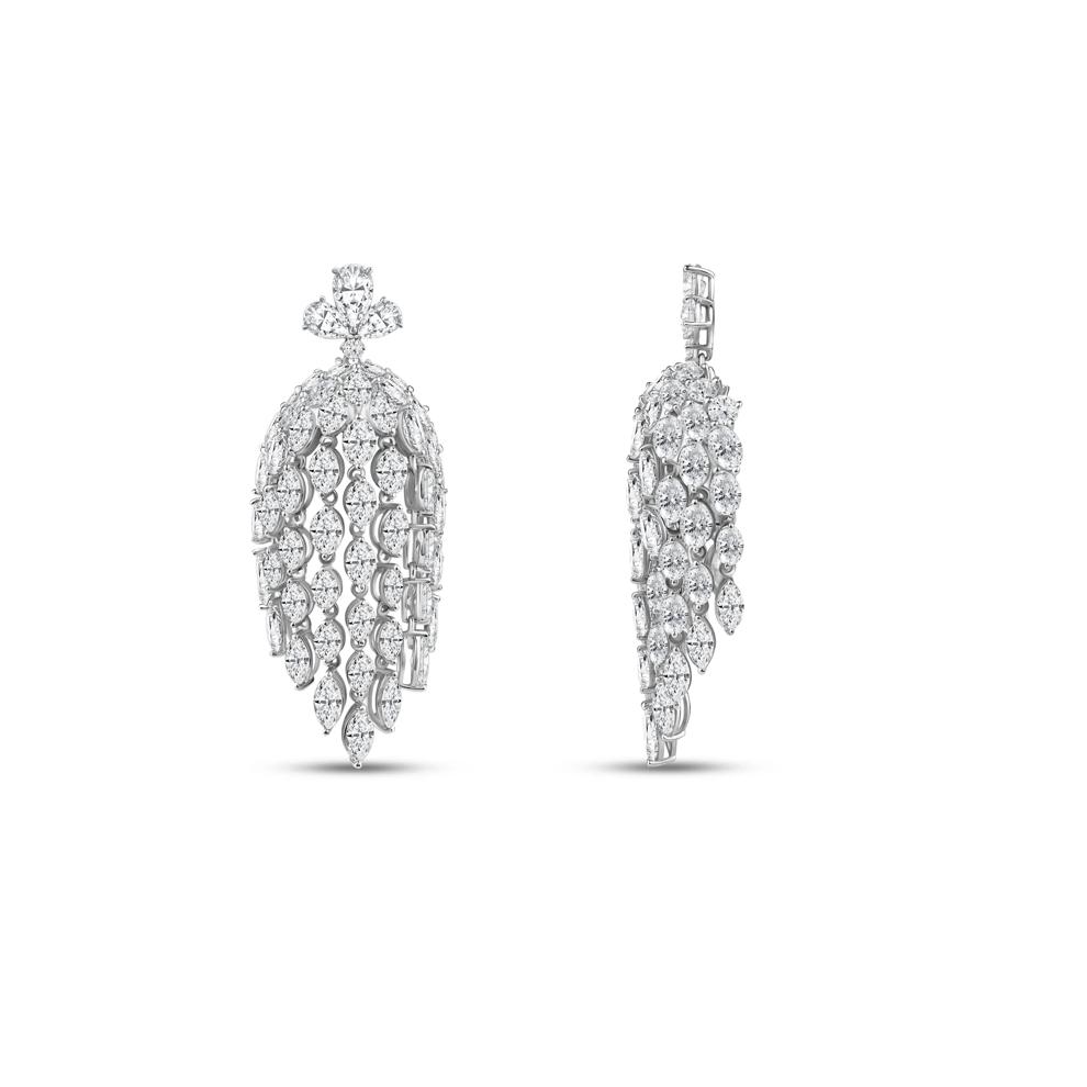 Lab Grown Diamond Mixed-Cut Chandelier Earrings in 14K White Gold (20 ct. tw.) – Image 3 of 3