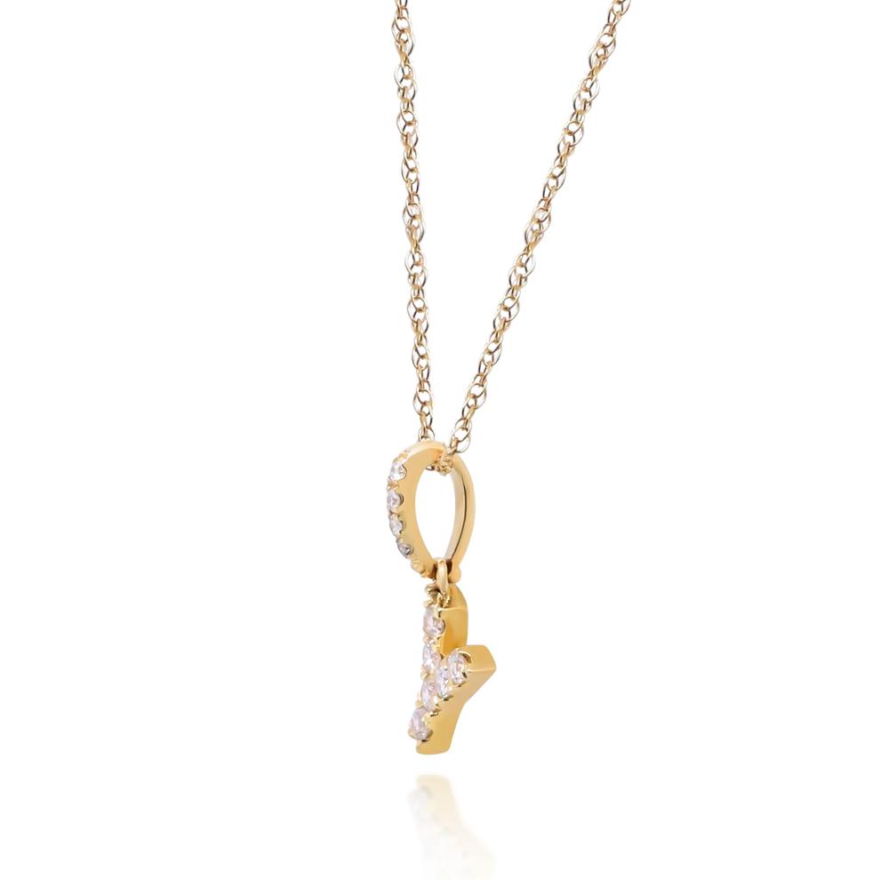 Diamond Y Initial Pendant in 10K Yellow Gold (1/10 ct. tw.)  – Image 2 of 4