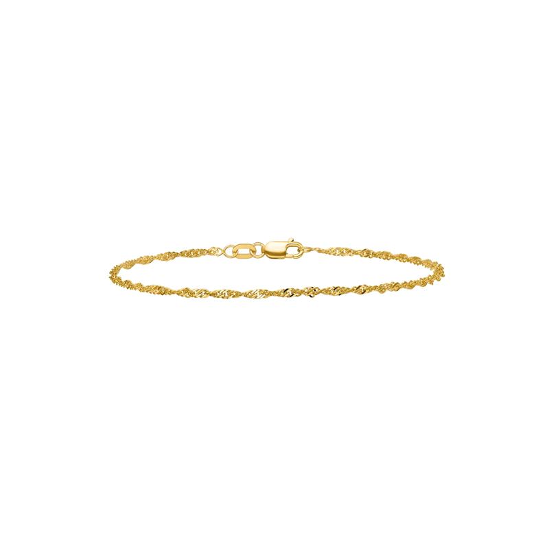 Singapore Chain and Silky Herringbone Chain Bracelet Box Set in 10K Yellow Gold, 7&quot; – Image 2 of 6