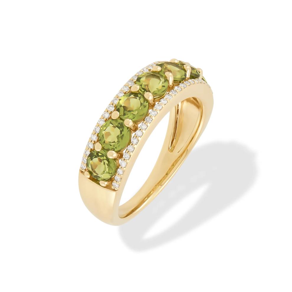 Peridot &amp; Diamond Band in 10K Yellow Gold (1/7 ct. tw.) – Image 4 of 4