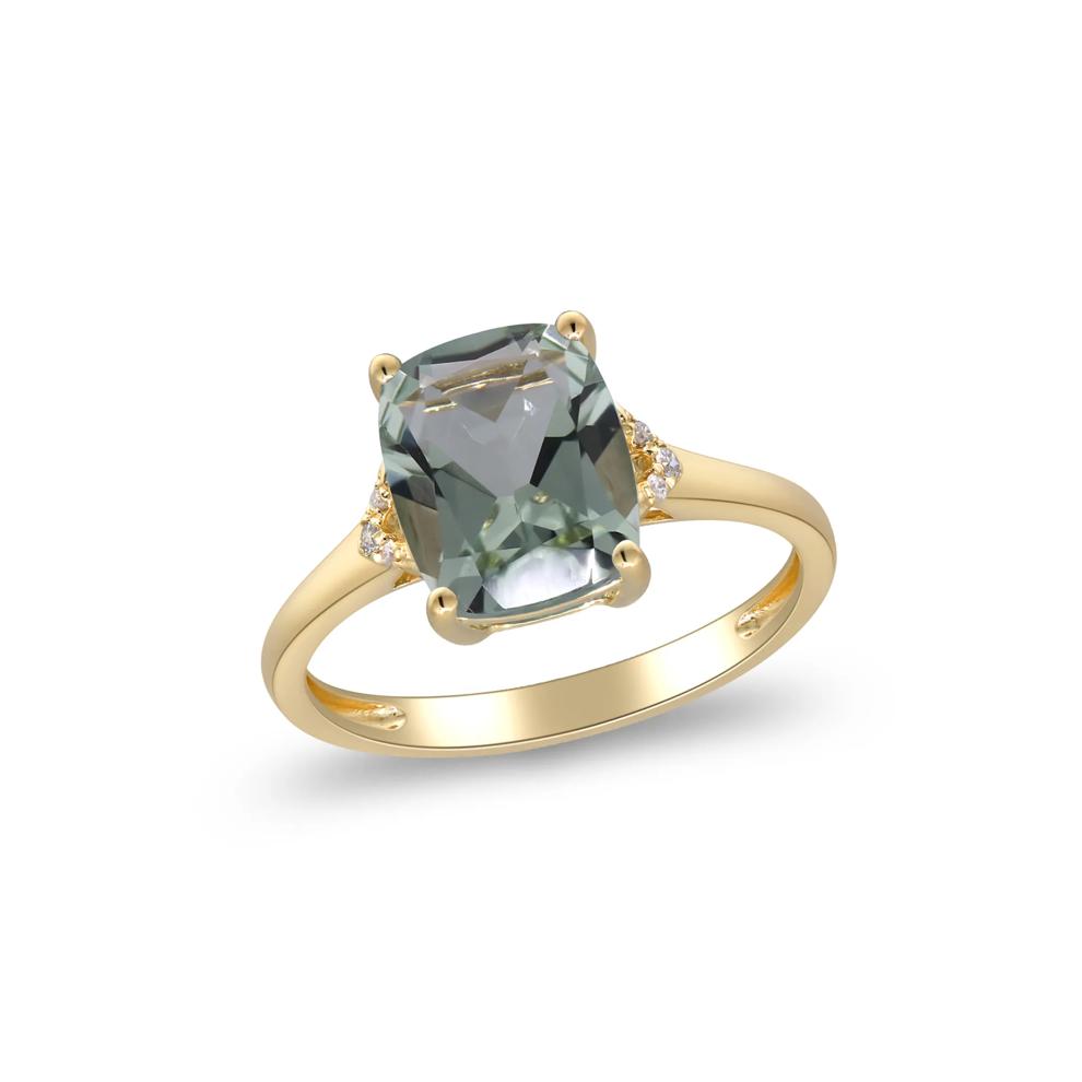 Green Quartz and Diamond Accent Ring in 10K Yellow Gold – Image 5 of 5