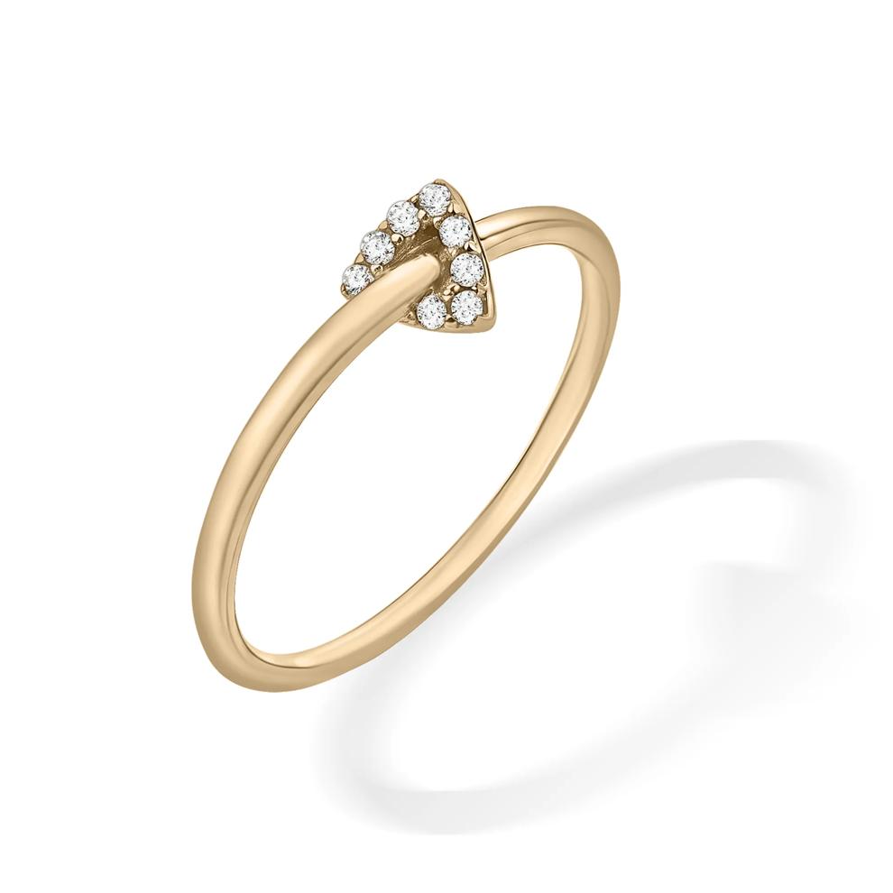 Diamond Accent Triangular-Shaped Charm Ring in 10K Yellow Gold – Image 4 of 4