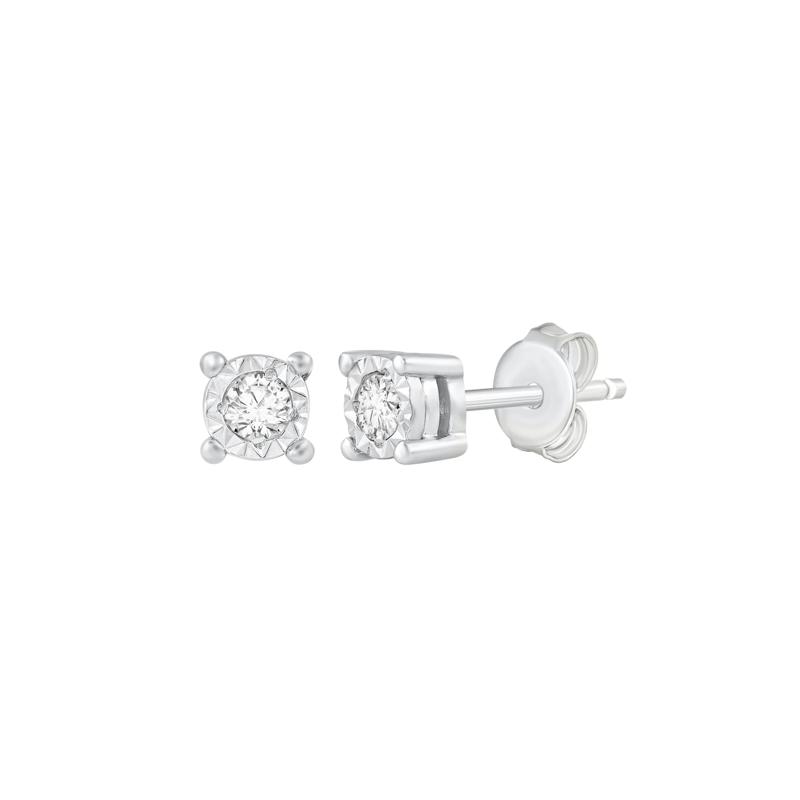Diamond Illusion Earring Set in 10K Yellow, White and Rose Gold &#40;1/4 ct. tw.&#41; – Image 3 of 4
