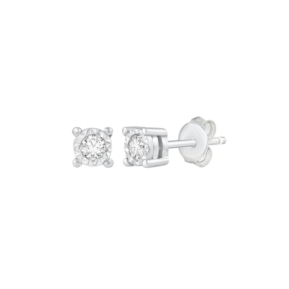Diamond Illusion Earring Set in 10K Yellow, White and Rose Gold (1/4 ct. tw.) – Image 3 of 4
