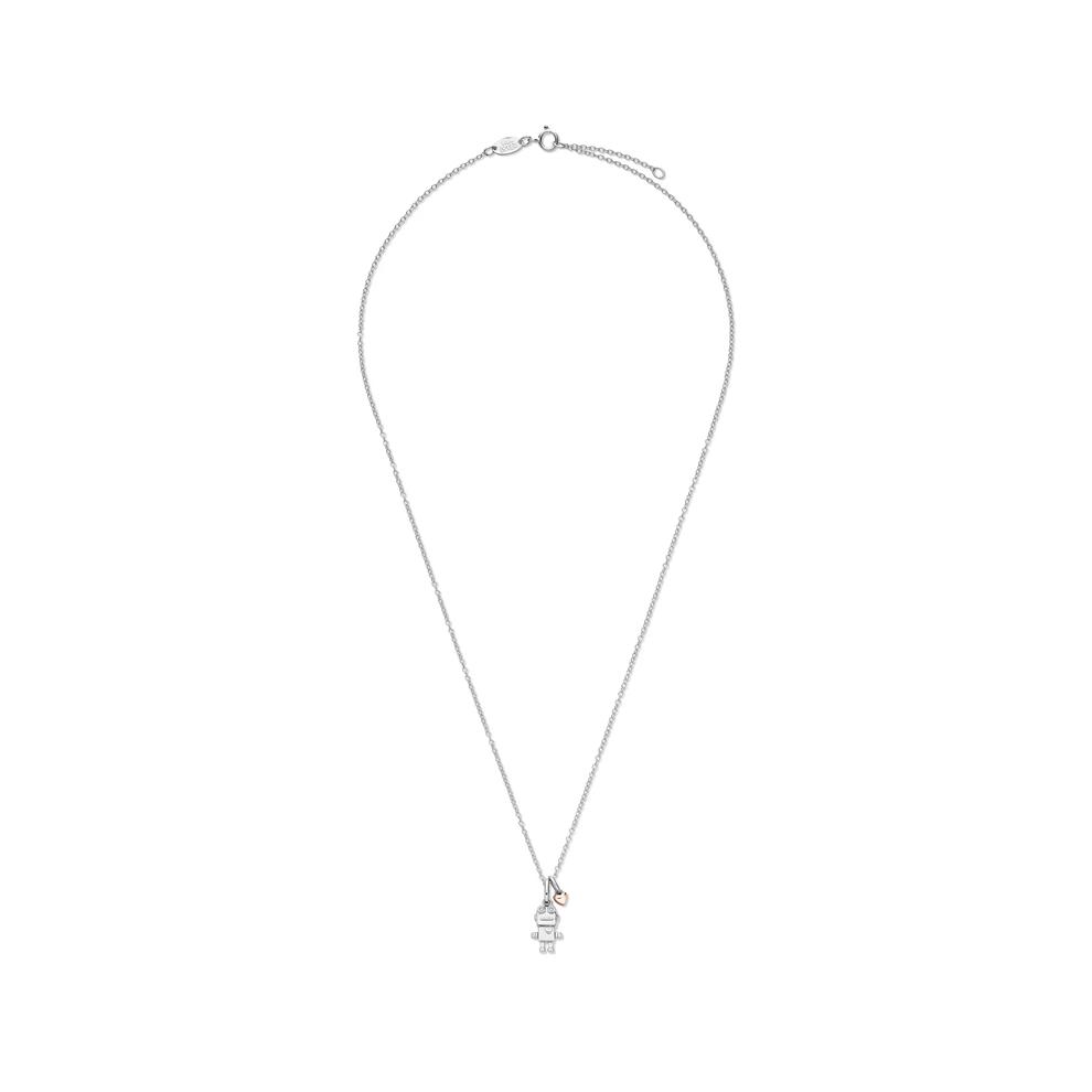 Lab Grown Diamond Accent Robot Pendant in Sterling Silver &amp; 10K Rose Gold – Image 3 of 5