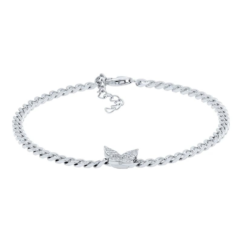 Lab Created White Sapphire Butterfly Bracelet in Sterling Silver – Image 2 of 2