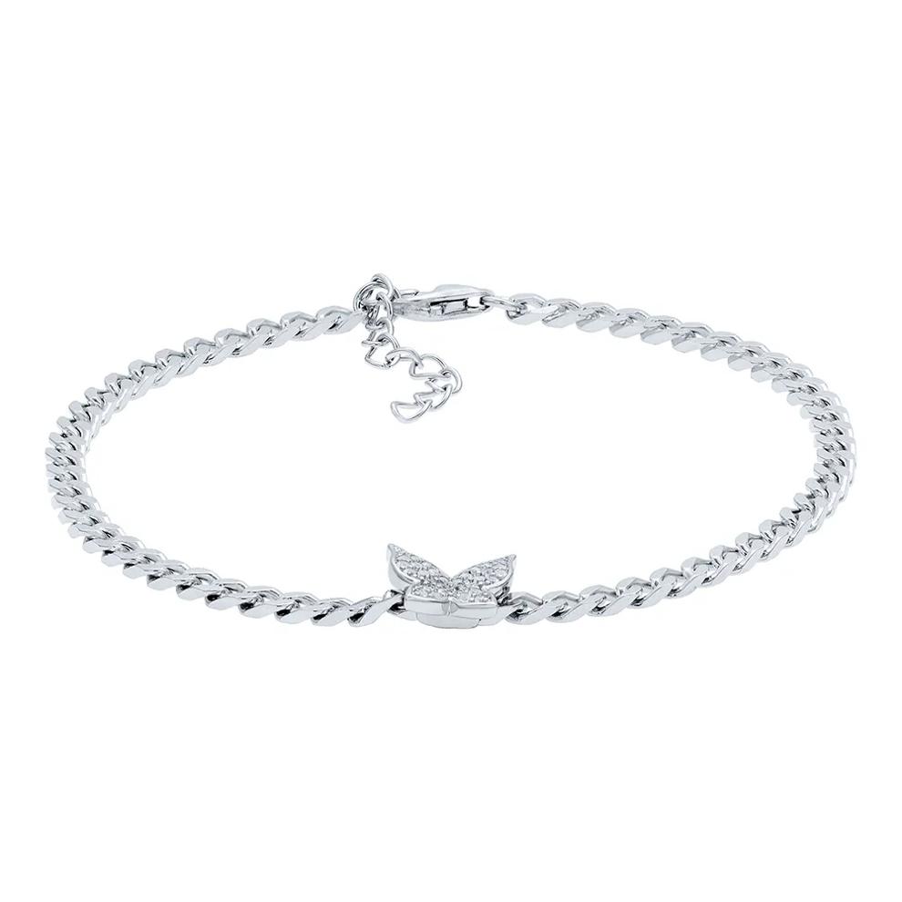 Lab Created White Sapphire Butterfly Bracelet in Sterling Silver – Image 2 of 2