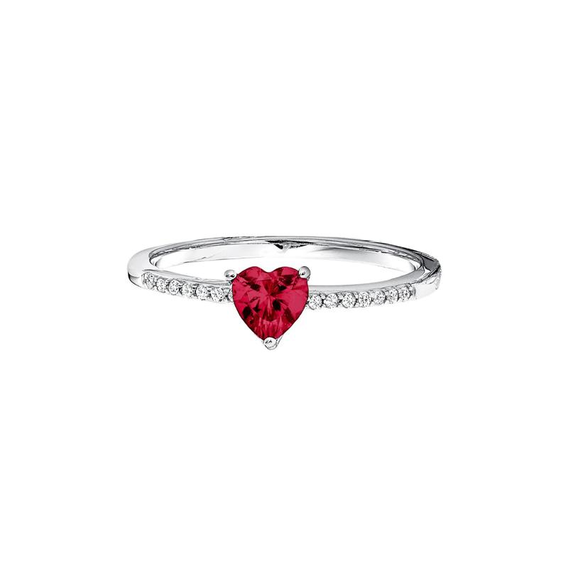 Lab Created Ruby &amp; Lab Created White Sapphire Heart Stack Ring in Sterling Silver – Image 1 of 3