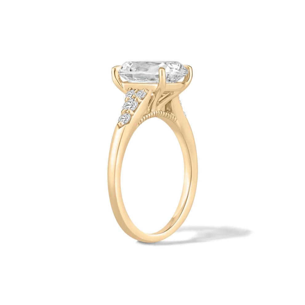 Lab Grown Diamond Elongated Cushion Center Engagement Ring in 14K Yellow Gold (3 1/4 ct. tw.) – Image 3 of 4