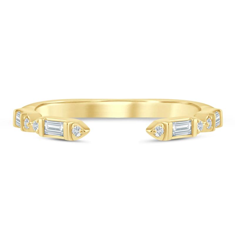 Lab Grown Diamond Baguette and Round Open Band in 14K Yellow Gold &#40;1/7 ct. tw.&#41; – Image 1 of 3