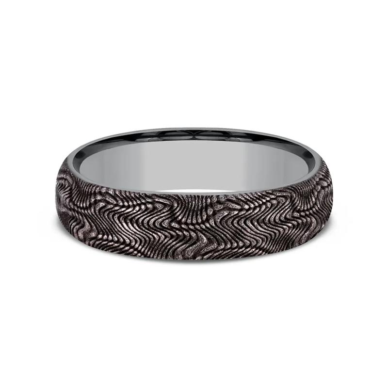 Men&#39;s Wedding Band with Snakeskin Pattern in Tantalum, 6mm – Image 1 of 3