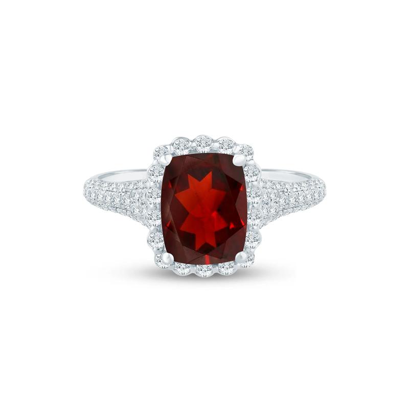 Trista Garnet and Diamond Engagement Ring in 14K White and Yellow Gold &#40;5/8 ct. tw.&#41; – Image 1 of 3