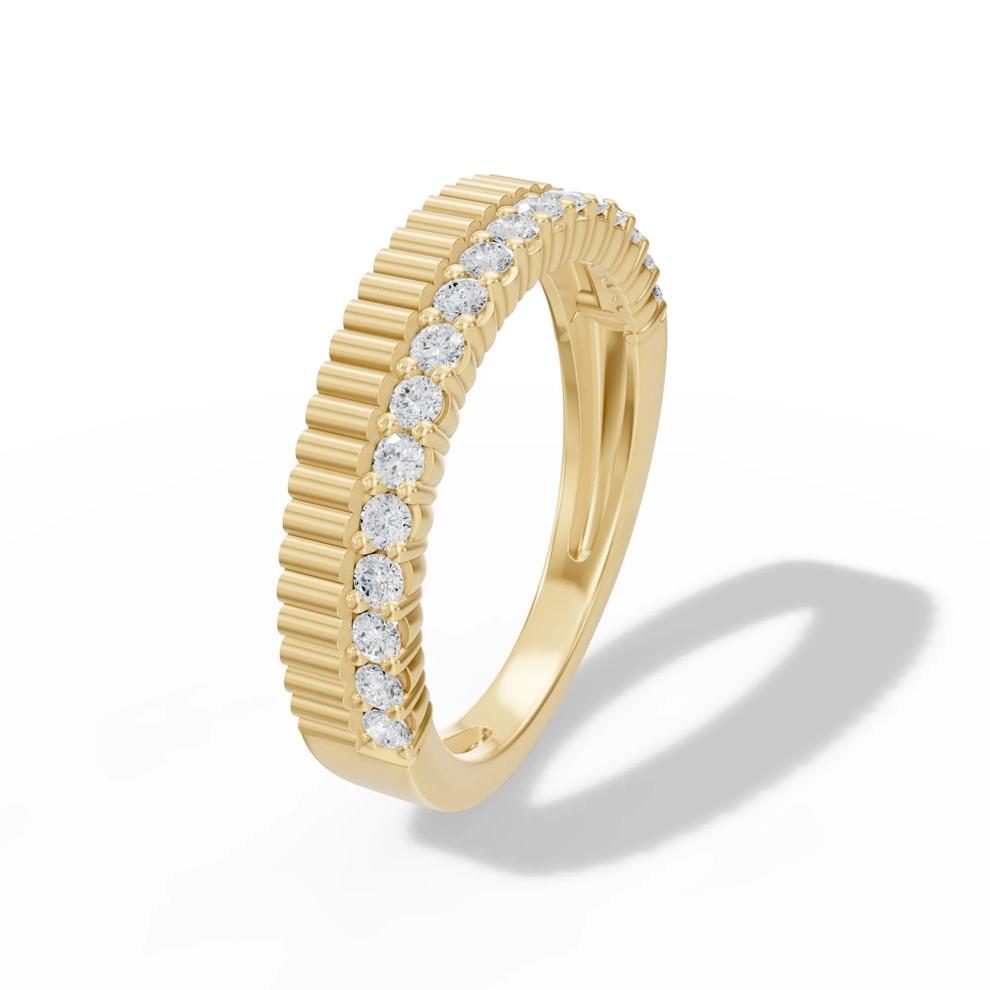 Diamond Ribbed Multi-Row Band in 10K Yellow Gold (1/3 ct. tw.) – Image 4 of 4