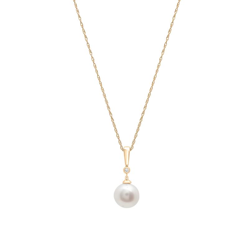 Freshwater Cultured Pearl and Diamond Accent Pendant in 10K Yellow Gold – Image 1 of 4
