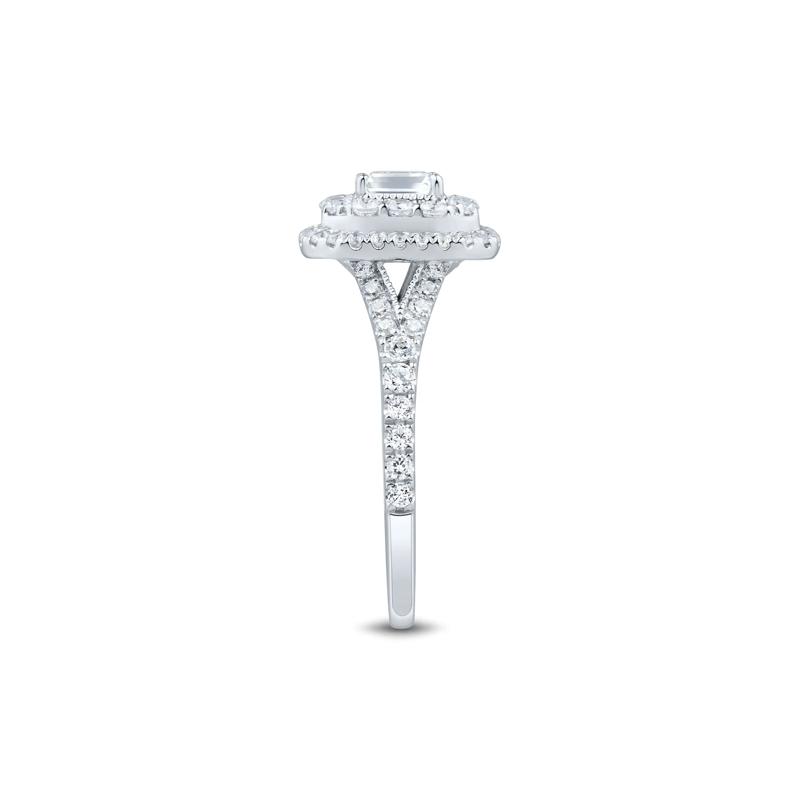 Diamond Emerald-Cut Double Halo Engagement Ring in 10K White Gold &#40;1 ct. tw.&#41;  – Image 3 of 3