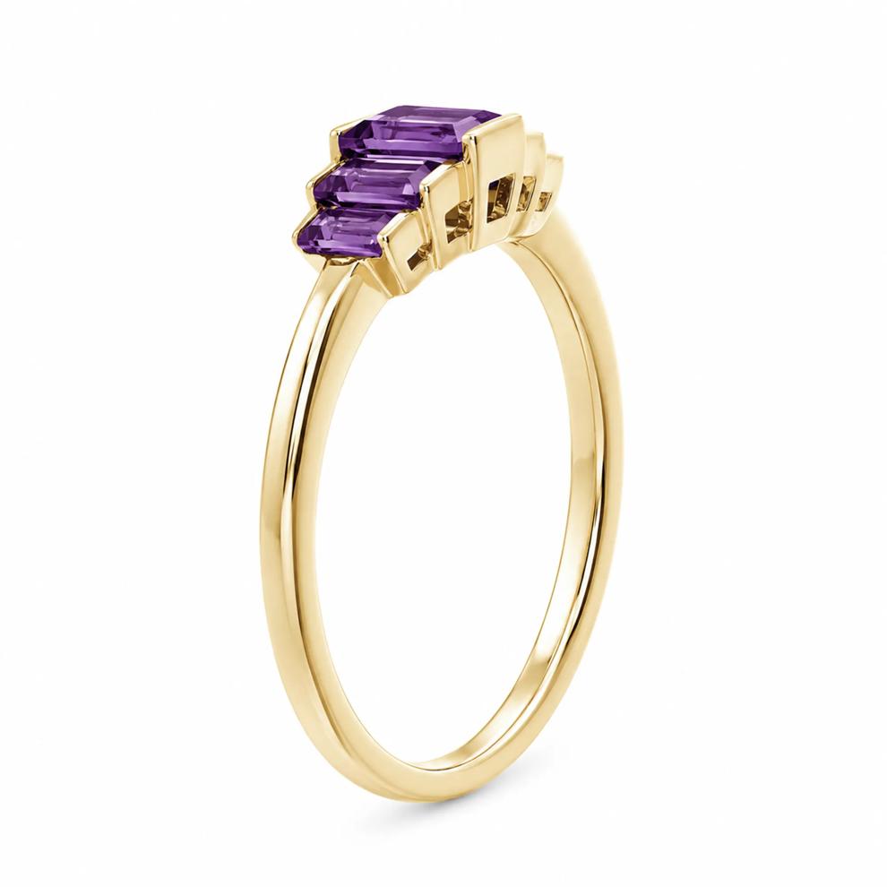 Amethyst Baguette Ring in 10K Yellow Gold – Image 2 of 4