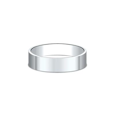 Flat Plain Wedding Band in White Gold, 6MM