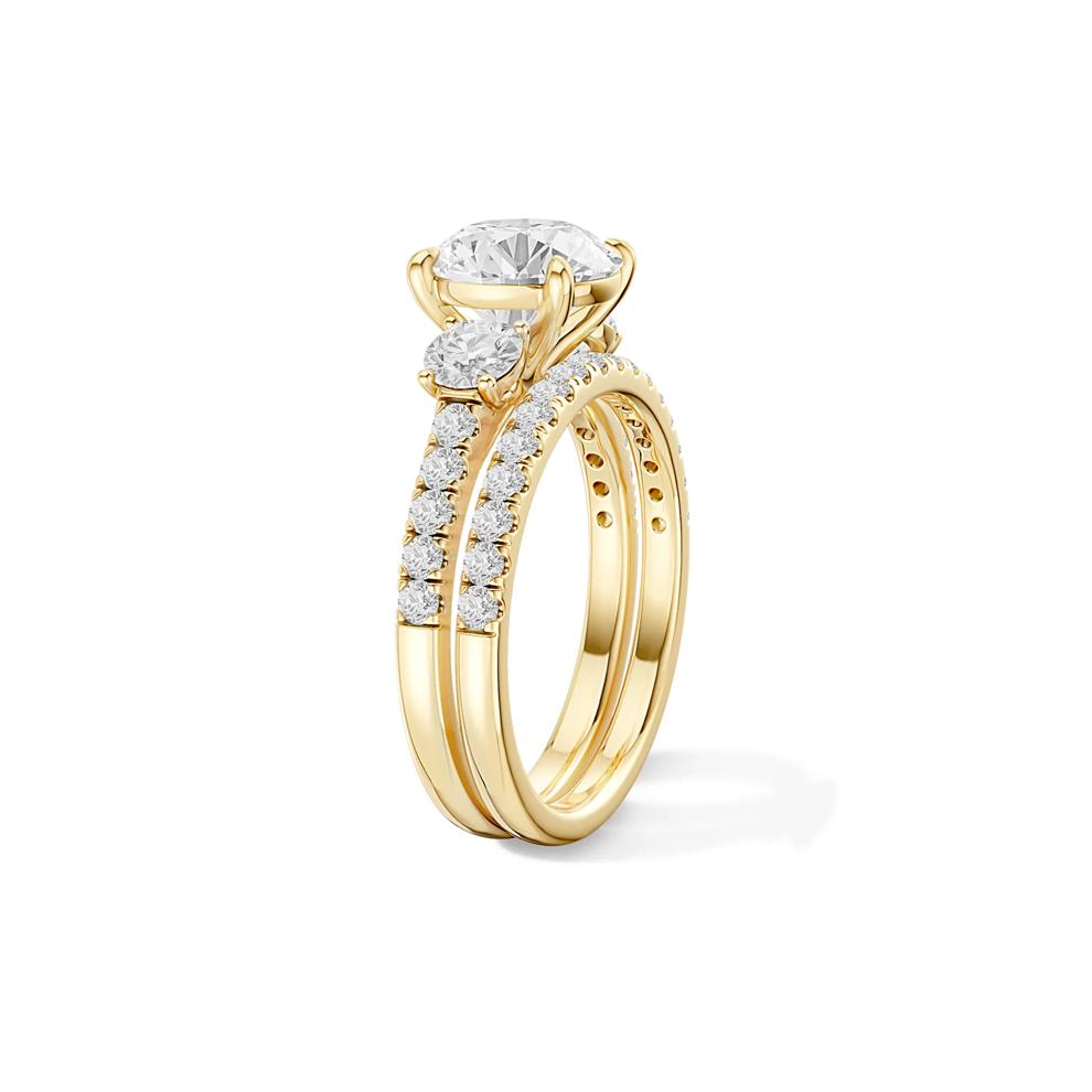 Lab Grown Diamond Three-Stone Engagement Set in 10K Yellow Gold (3 ct. tw.) – Image 3 of 6