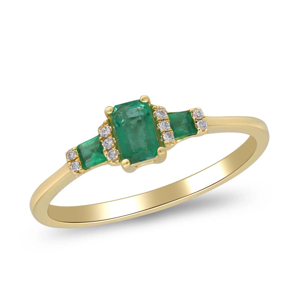 Emerald &amp; Diamond Accent Ring in 10K Yellow Gold – Image 4 of 5