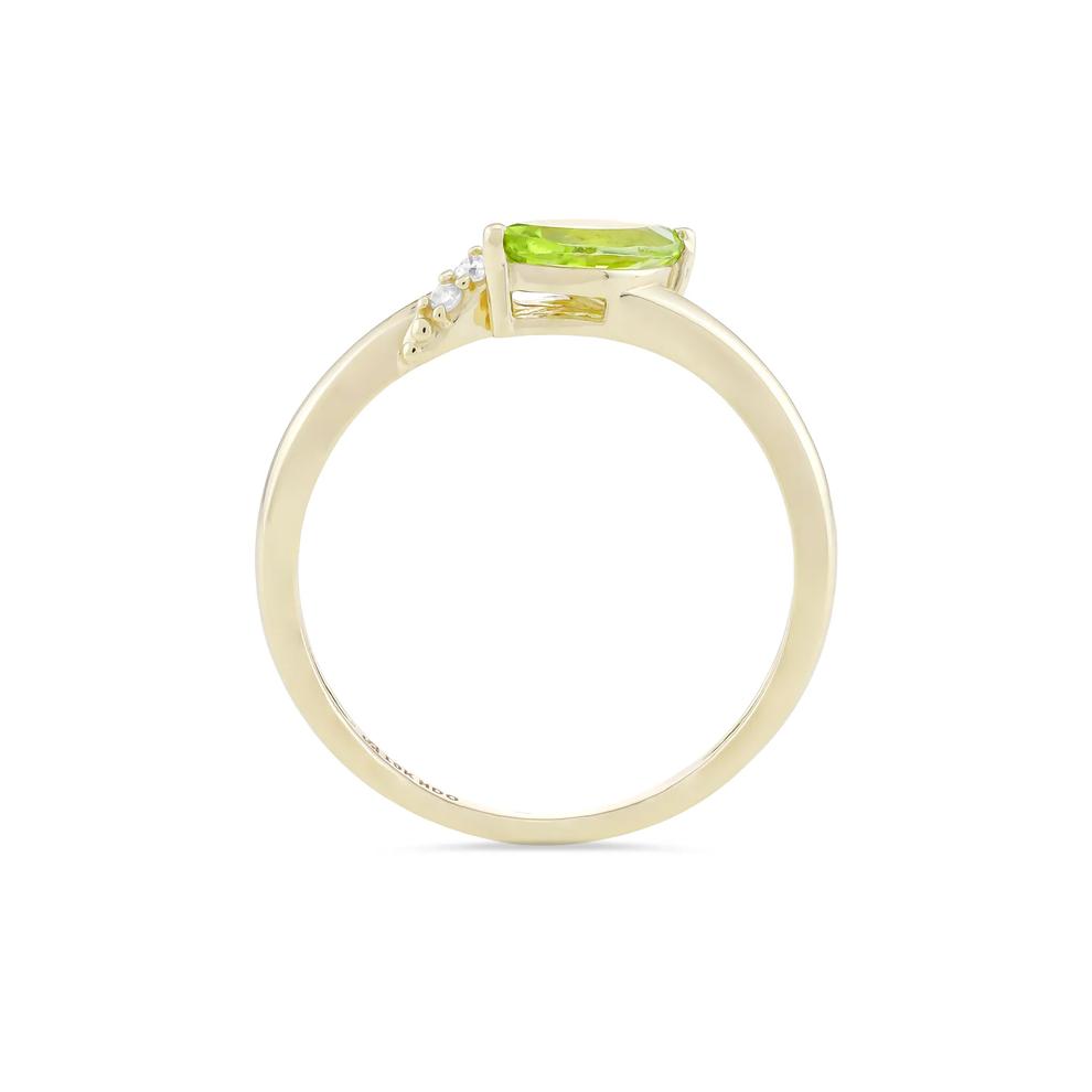 East-West Marquise Peridot &amp; Diamond Accent Ring in 10K Yellow Gold – Image 2 of 4