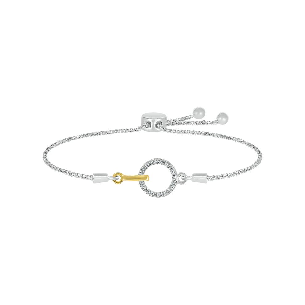 Diamond Bolo Bracelet in Sterling Silver &amp; 10K Yellow Gold (1/10 ct. tw.) – Image 1 of 1