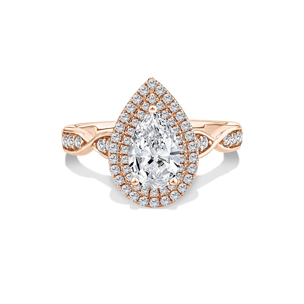 Lab Grown Diamond Pear-Shaped Center Engagement Ring in 10K Rose Gold (1 3/8 ct. tw.) – Image 1 of 4