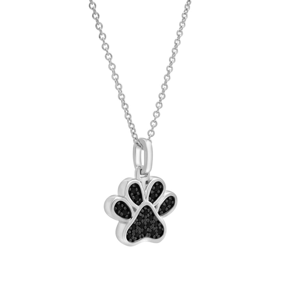 Black Diamond Paw Pendant in Sterling Silver (1/10 ct. tw.) – Image 4 of 4
