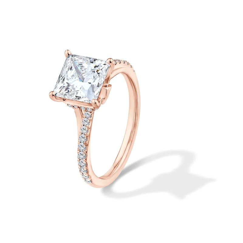 Lab Grown Diamond Princess-Cut Engagement Set in 18K Rose Gold &#40;3 ct. tw.&#41; – Image 4 of 6