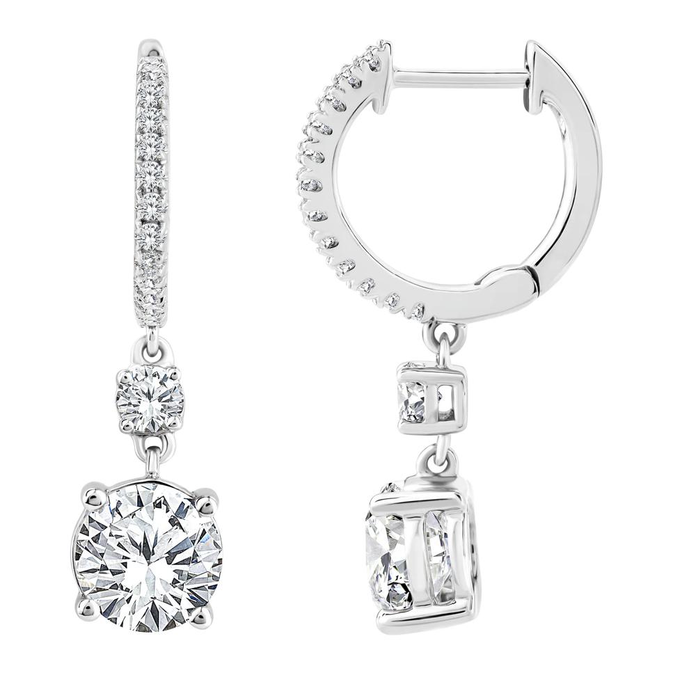 Lab Grown Diamond Dangle Drop Earrings in 10K White Gold (2 1/3 ct. tw.) – Image 2 of 2