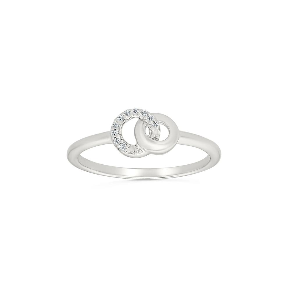 Diamond Accent Interlocking Circle Pinky Ring in Sterling Silver – Image 5 of 5