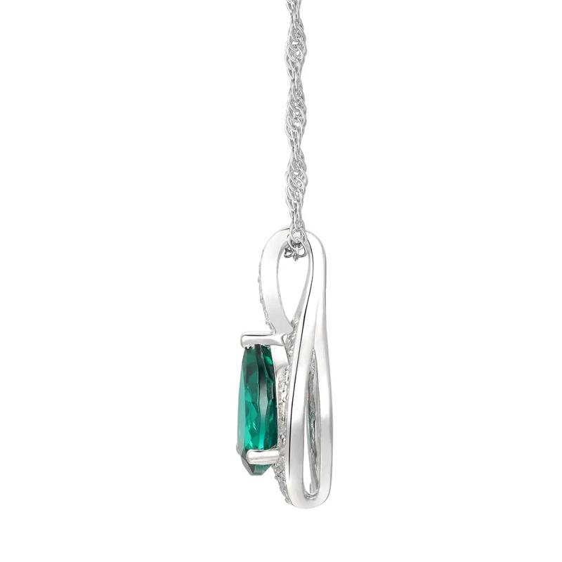 Pear-Shaped Lab Created Emerald Earring, Pendant &amp; Ring Set in Sterling Silver – Image 6 of 9