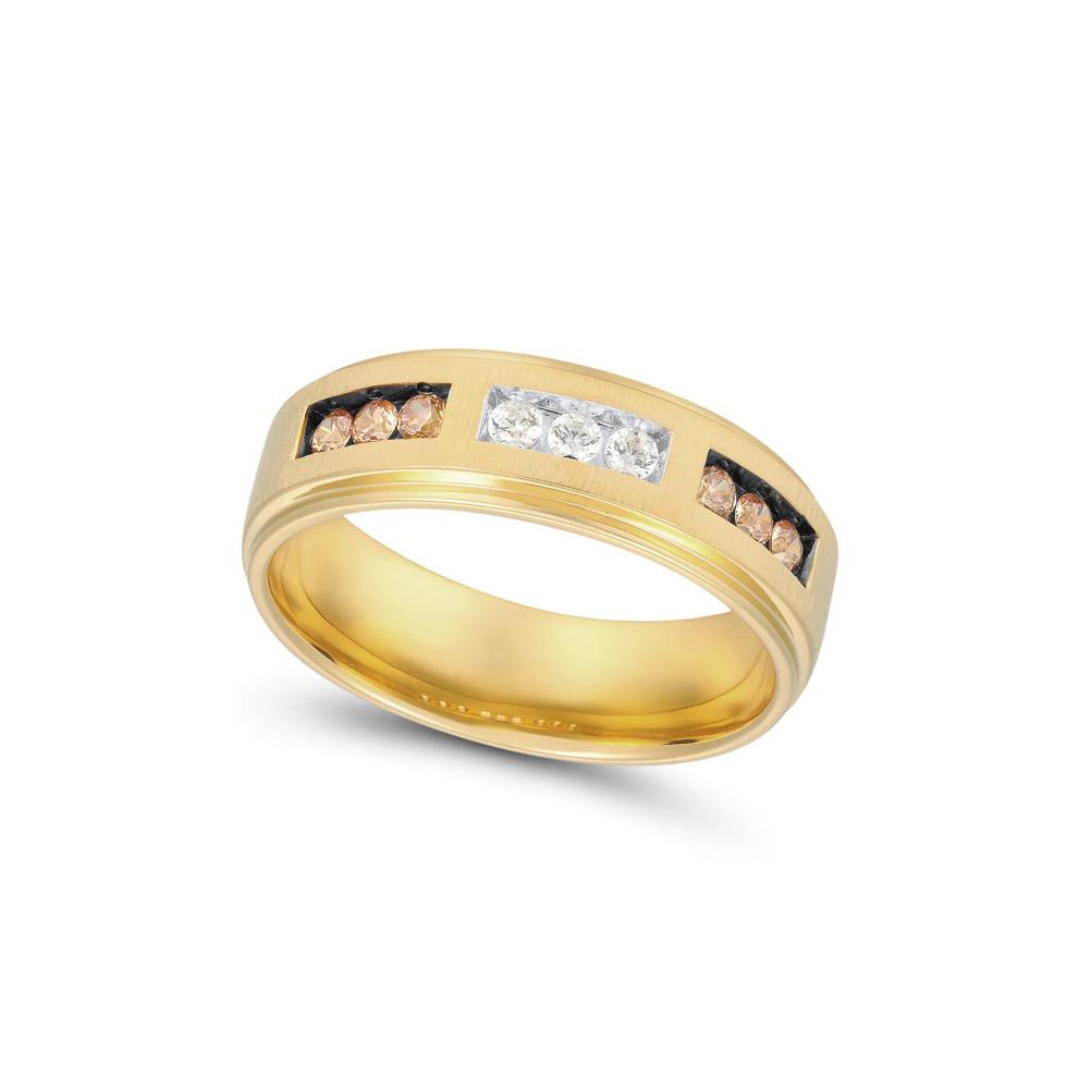 Men's Champagne and White Diamond Ring in 10K Yellow Gold (3/8 ct. tw.) – Image 4 of 4