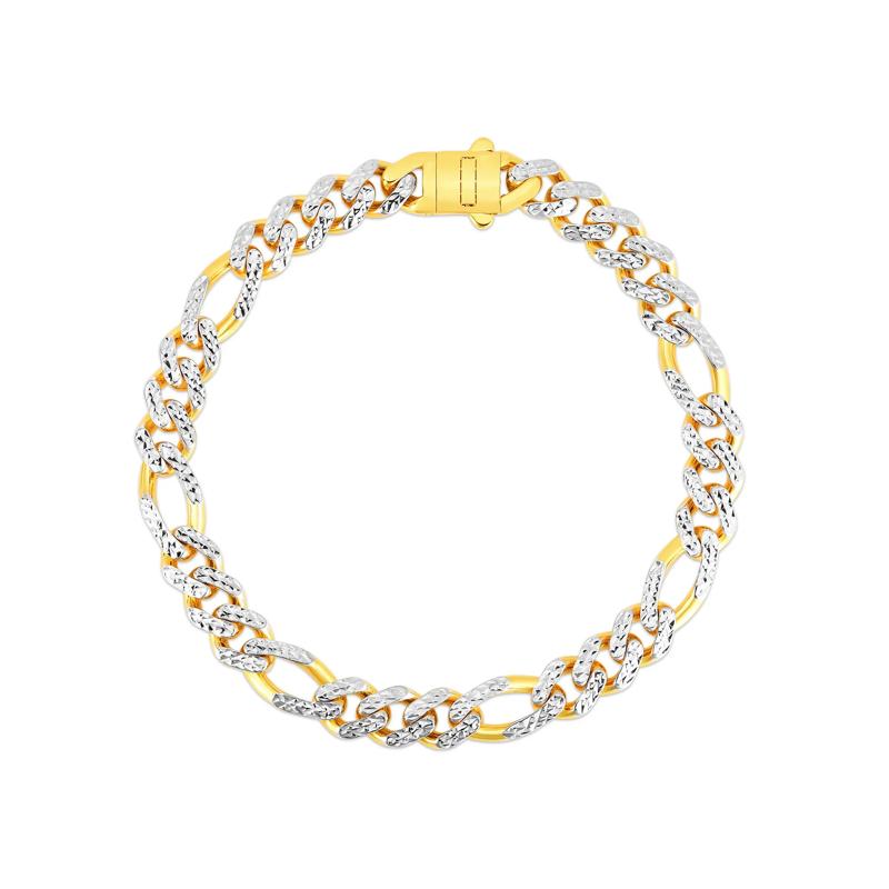 Diamond Cut Figaro Bracelet in 14K Yellow Gold, 8MM, 8.25&rdquo; – Image 1 of 2