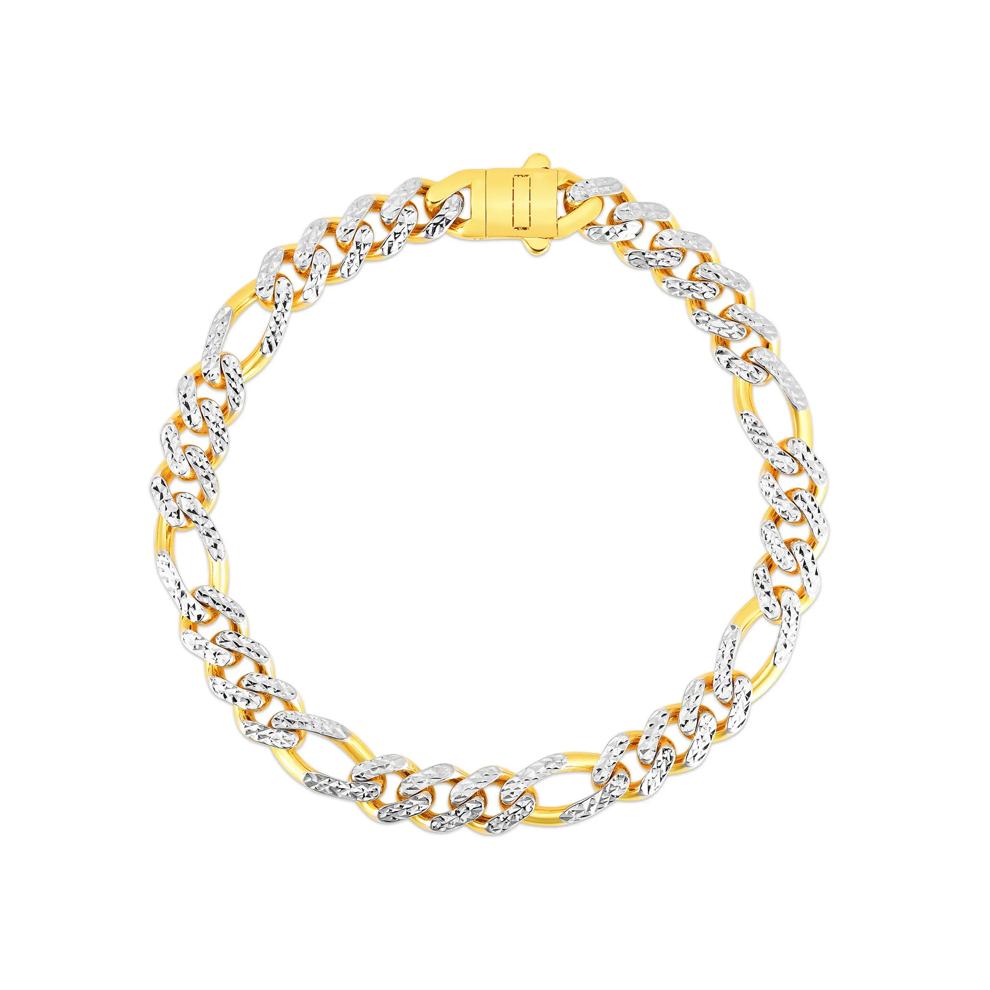 Diamond Cut Figaro Bracelet in 14K Yellow Gold, 8MM, 8.25&rdquo; – Image 1 of 2