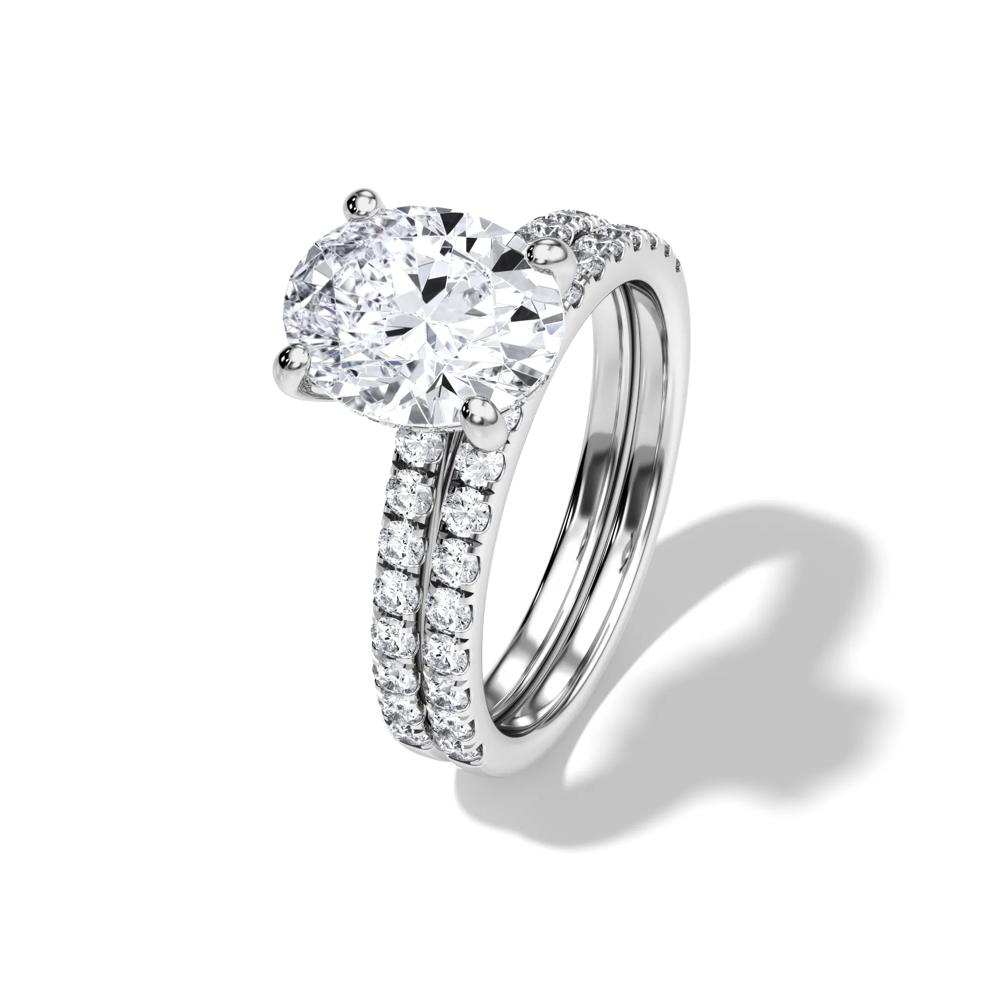 Lab Grown Diamond Oval Bridal Set in 14K White Gold (3 1/2 ct. tw.) – Image 5 of 6