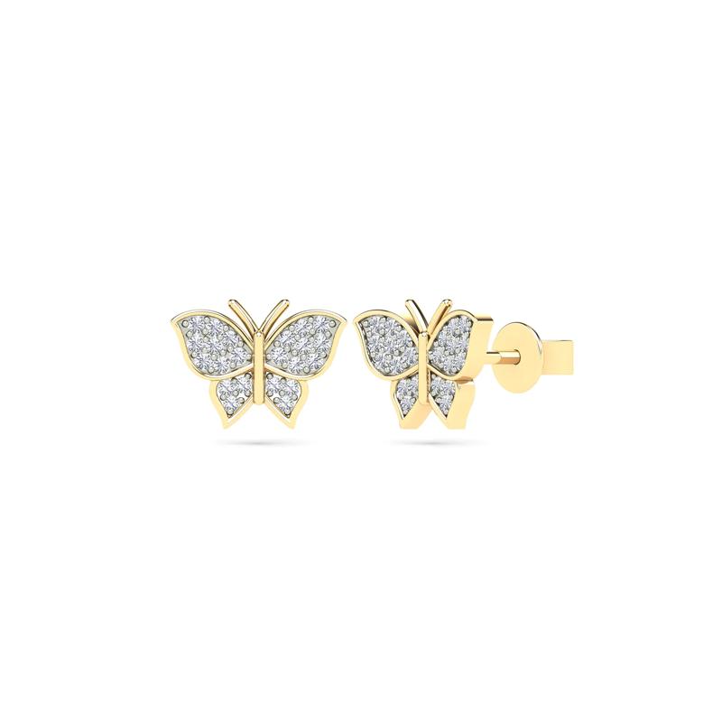 Diamond Accent Butterfly Earrings in 14K Yellow Gold – Image 1 of 1