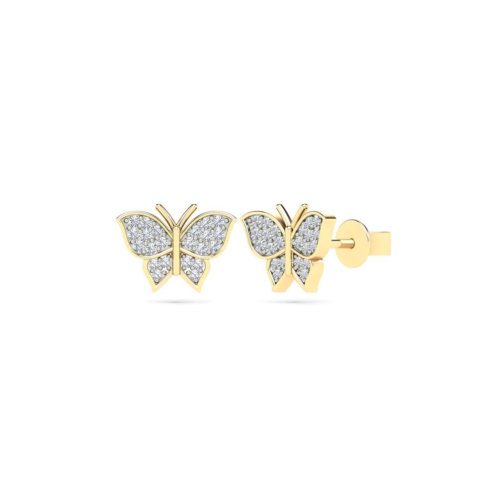 Diamond Accent Butterfly Earrings in 14K Yellow Gold – Image 1 of 1