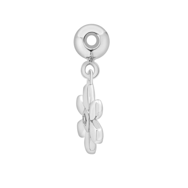 Diamond Accent Flower Bead Charm in Sterling Silver – Image 2 of 3