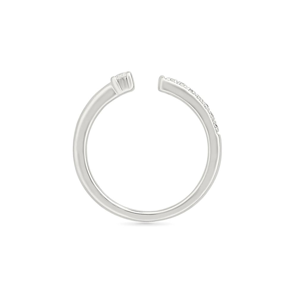 Diamond Open Pinky Ring in Sterling Silver (1/10 ct. tw.) – Image 2 of 5