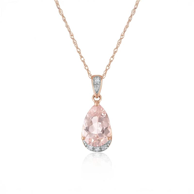 Pear Morganite and Diamond Accent Pendant in 10K Rose Gold – Image 1 of 3