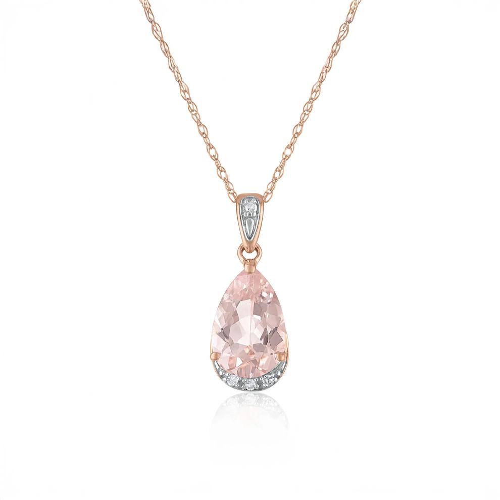 Pear Morganite and Diamond Accent Pendant in 10K Rose Gold – Image 1 of 3