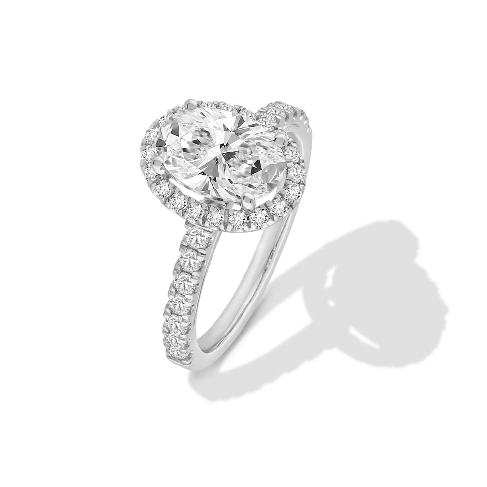 Lab Grown Diamond Oval Halo Engagement Ring in 14K White Gold (2 1/2 ct. tw.) – Image 4 of 4