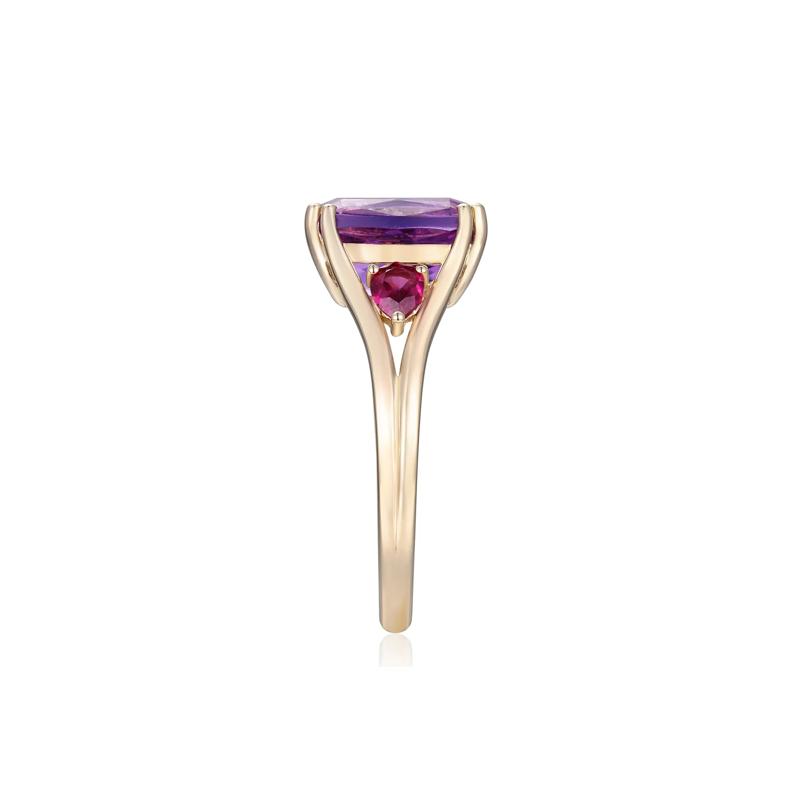 Cushion-Cut Amethyst and Rhodolite Ring in 10K Yellow Gold – Image 3 of 3